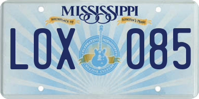MS license plate LOX085