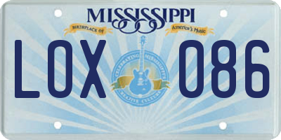 MS license plate LOX086