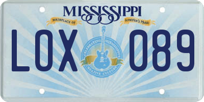 MS license plate LOX089