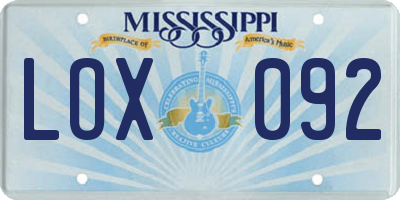 MS license plate LOX092