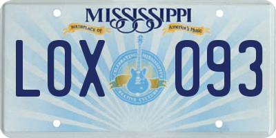 MS license plate LOX093