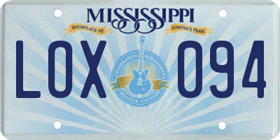 MS license plate LOX094