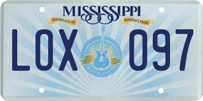 MS license plate LOX097