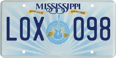 MS license plate LOX098