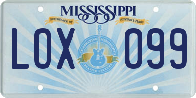 MS license plate LOX099