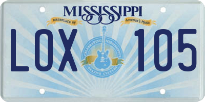 MS license plate LOX105