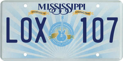 MS license plate LOX107