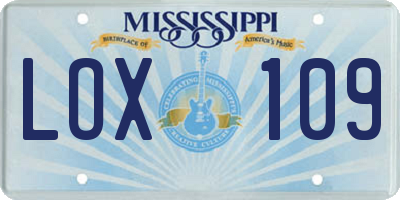 MS license plate LOX109