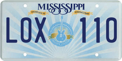 MS license plate LOX110