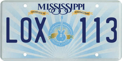 MS license plate LOX113