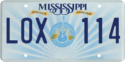 MS license plate LOX114