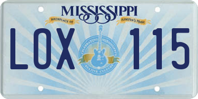MS license plate LOX115