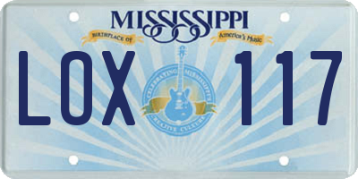 MS license plate LOX117