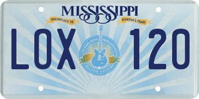 MS license plate LOX120