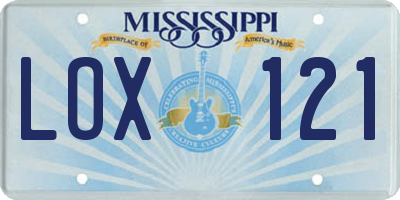 MS license plate LOX121