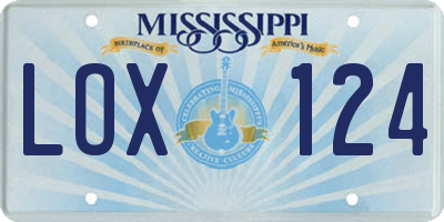MS license plate LOX124