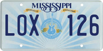 MS license plate LOX126