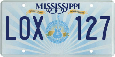 MS license plate LOX127