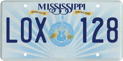 MS license plate LOX128