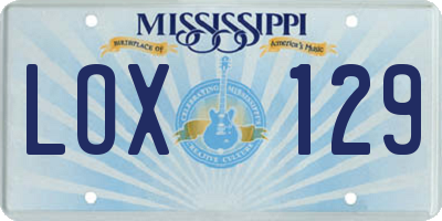 MS license plate LOX129