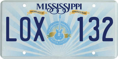 MS license plate LOX132