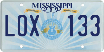 MS license plate LOX133