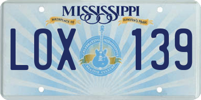 MS license plate LOX139