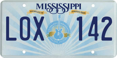 MS license plate LOX142