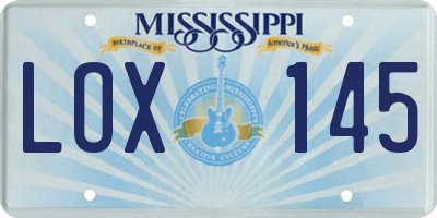 MS license plate LOX145