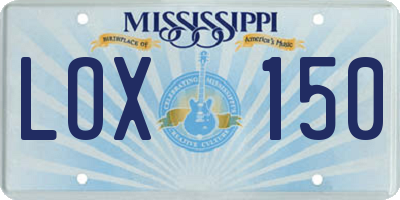 MS license plate LOX150