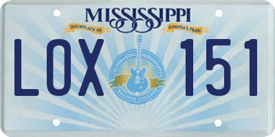 MS license plate LOX151