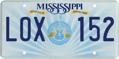MS license plate LOX152