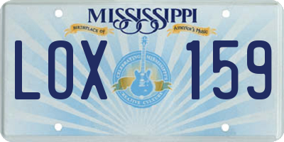 MS license plate LOX159