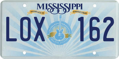 MS license plate LOX162