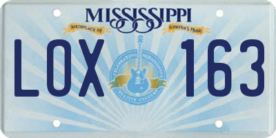 MS license plate LOX163
