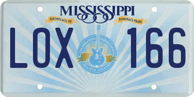 MS license plate LOX166