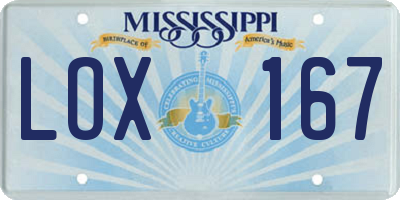 MS license plate LOX167