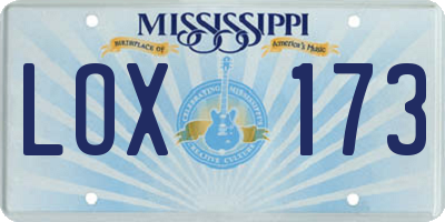 MS license plate LOX173