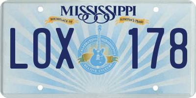 MS license plate LOX178