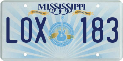 MS license plate LOX183