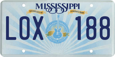 MS license plate LOX188