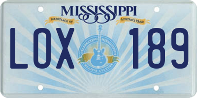 MS license plate LOX189