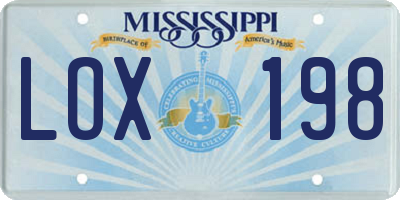 MS license plate LOX198
