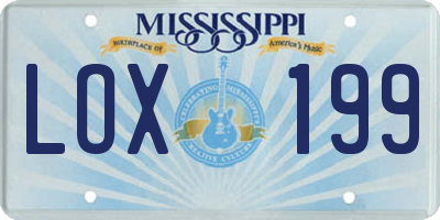 MS license plate LOX199