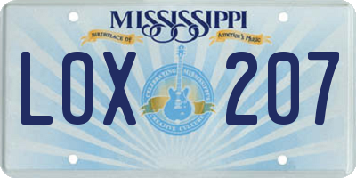 MS license plate LOX207
