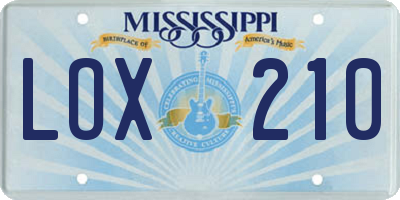 MS license plate LOX210