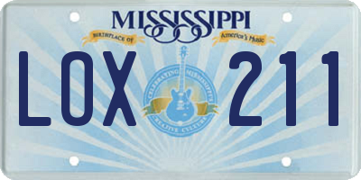MS license plate LOX211