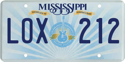MS license plate LOX212