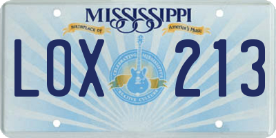 MS license plate LOX213