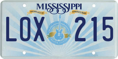 MS license plate LOX215